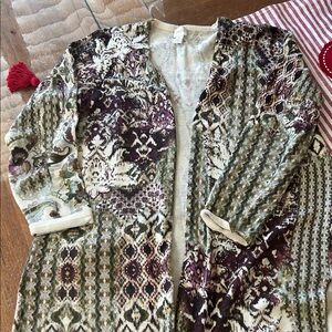 Chico’s Patterned Open Front Cardigan